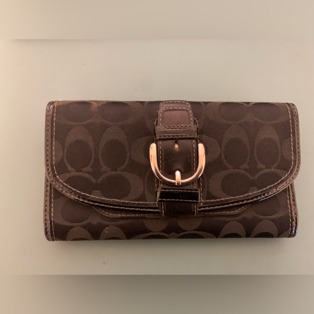 Coach black trifold full wallet
